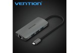 Cáp chuyển đổi Type-c ra 3 Port USB 3.0 + LAN Gigabit Vention CHFHA